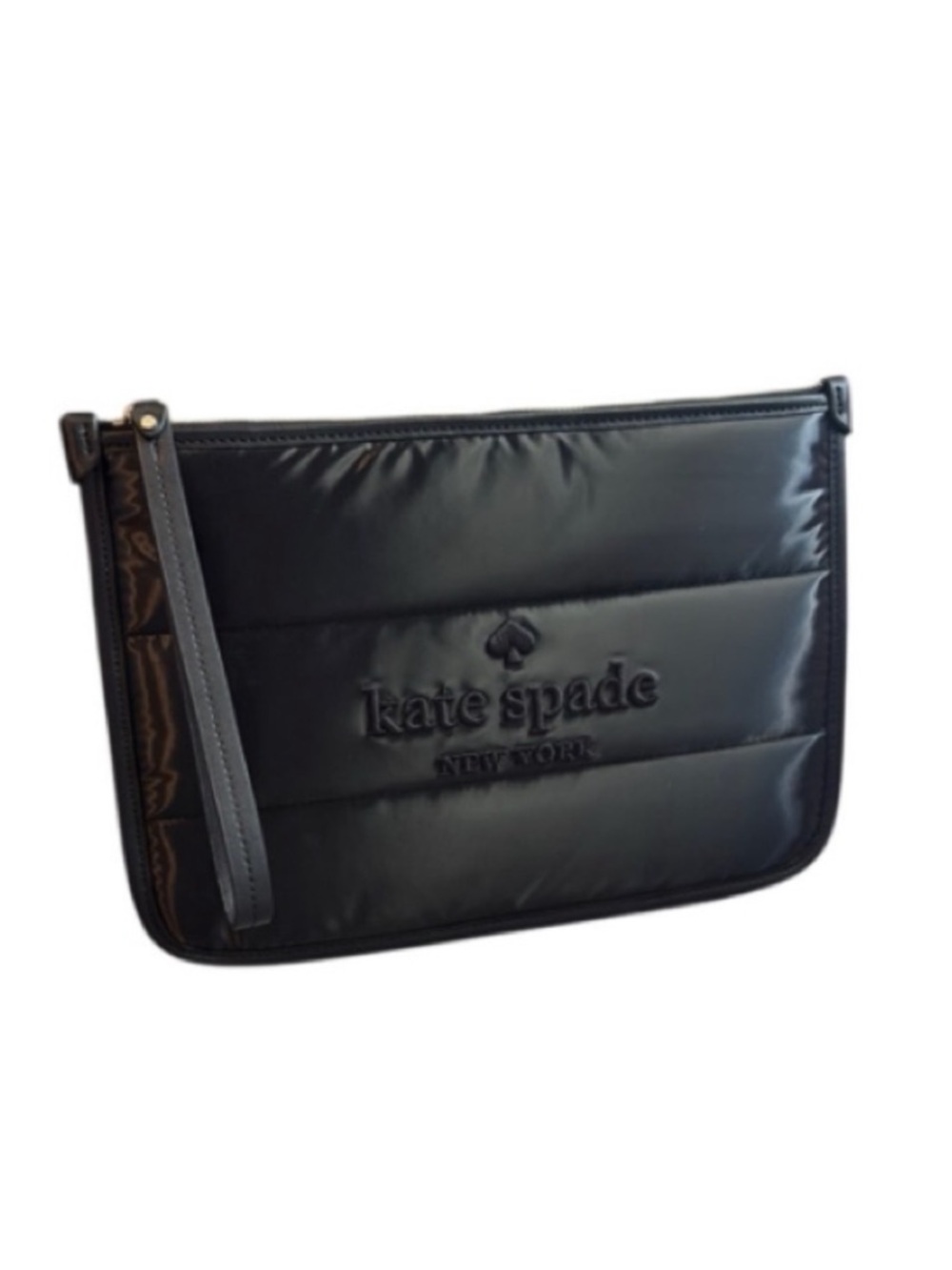 Kate Spade Black Ella Puffy Large Wristlet Bag EUC